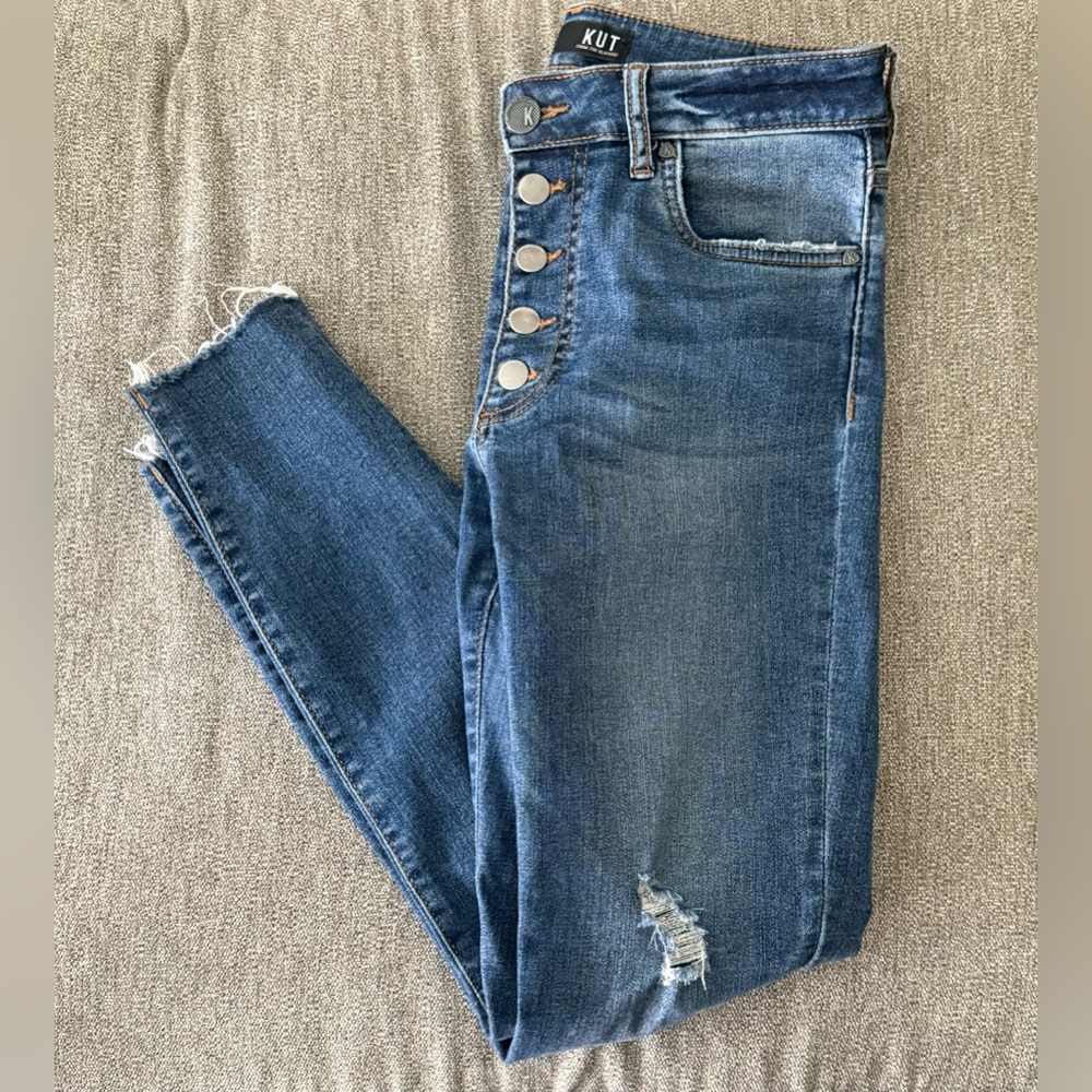 KUT from the Kloth Donna High Rise Ankle Skinny Dark Wash Jeans